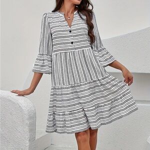 NWOT Tribal Print Stripe Dress